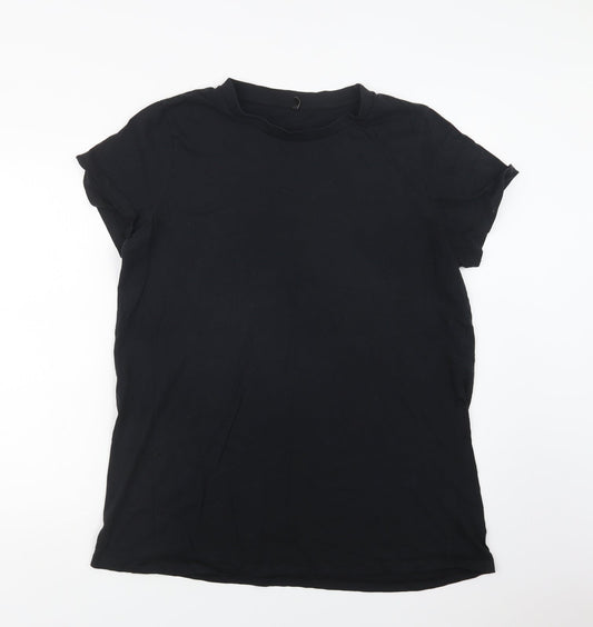 Only Womens Black  Cotton Basic T-Shirt Size XL Crew Neck