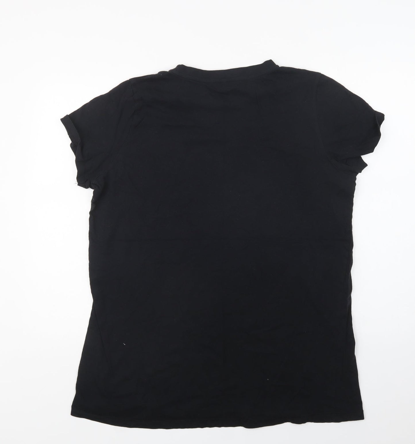 Only Womens Black  Cotton Basic T-Shirt Size XL Crew Neck