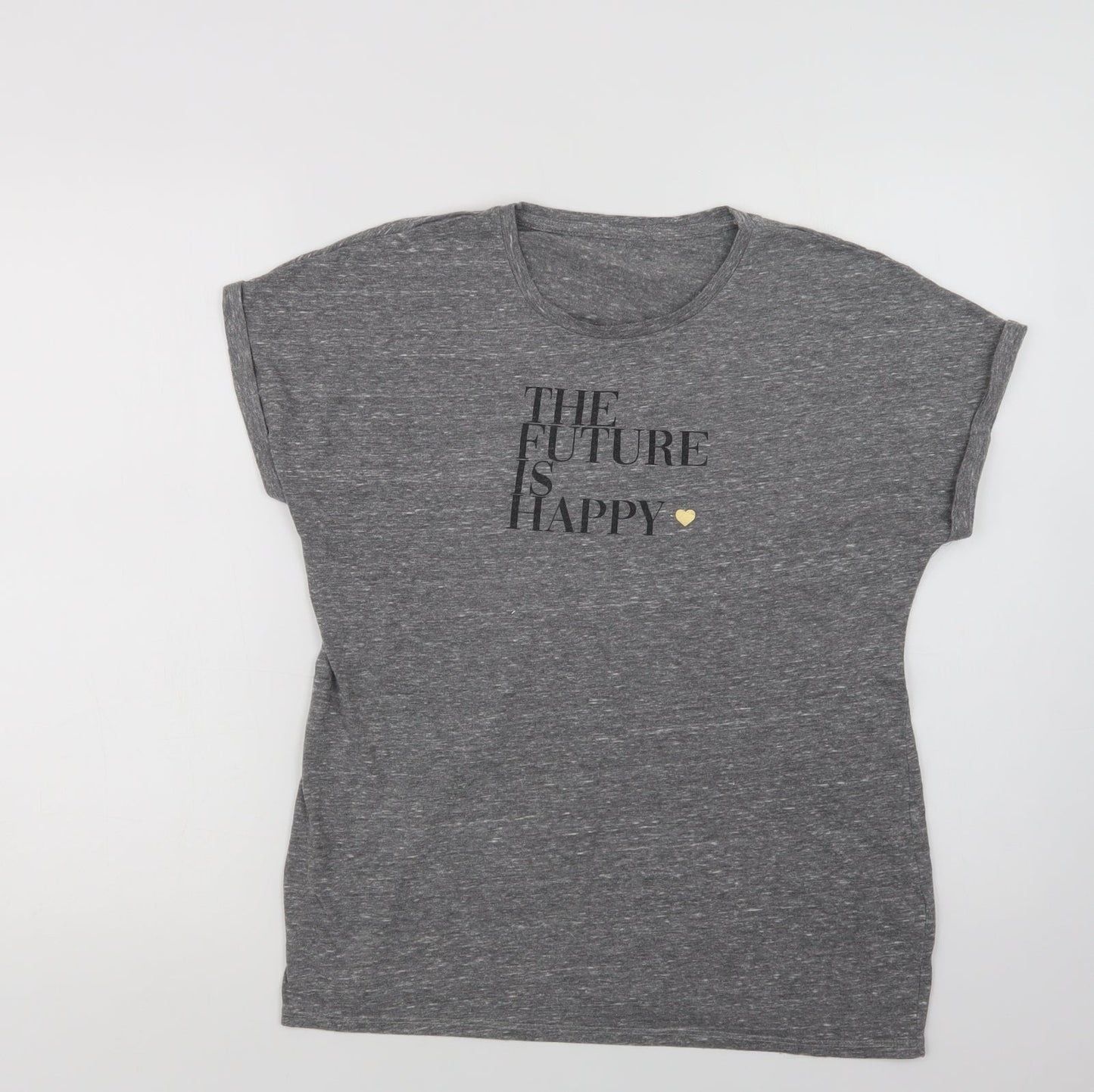 Matalan Womens Grey  Polyester Basic T-Shirt Size 10 Crew Neck