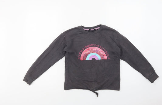 George Girls Grey  Cotton Pullover Sweatshirt Size 8-9 Years   - Rainbow