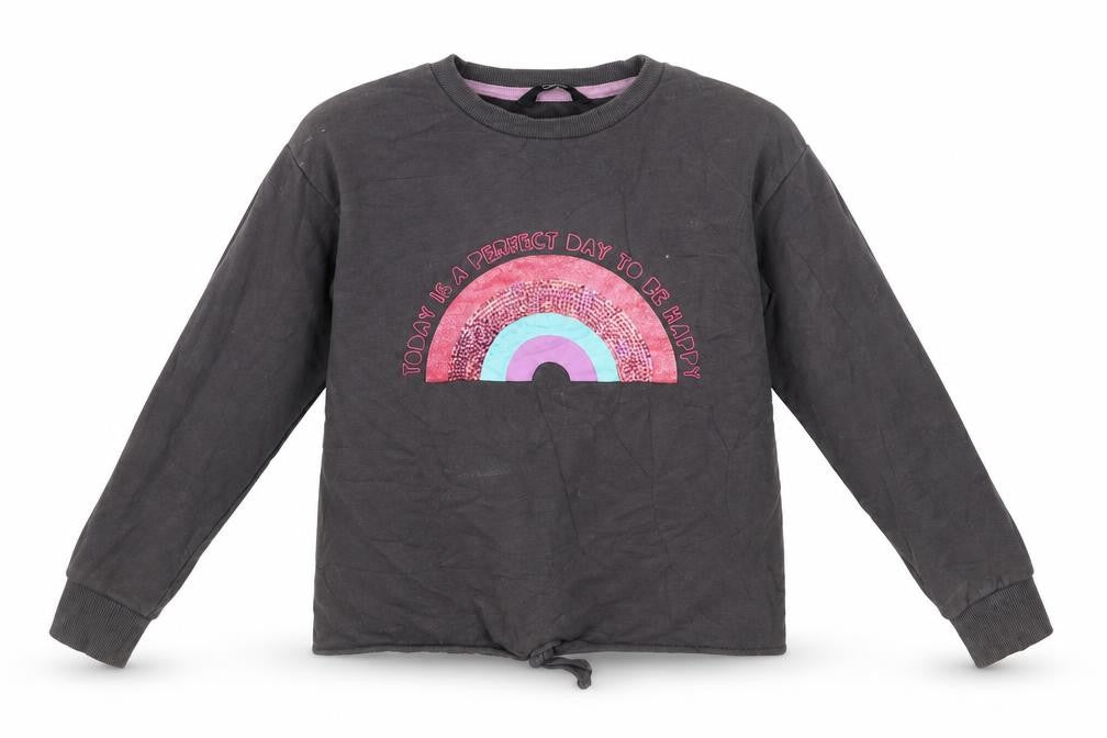 George Girls Grey  Cotton Pullover Sweatshirt Size 8-9 Years   - Rainbow