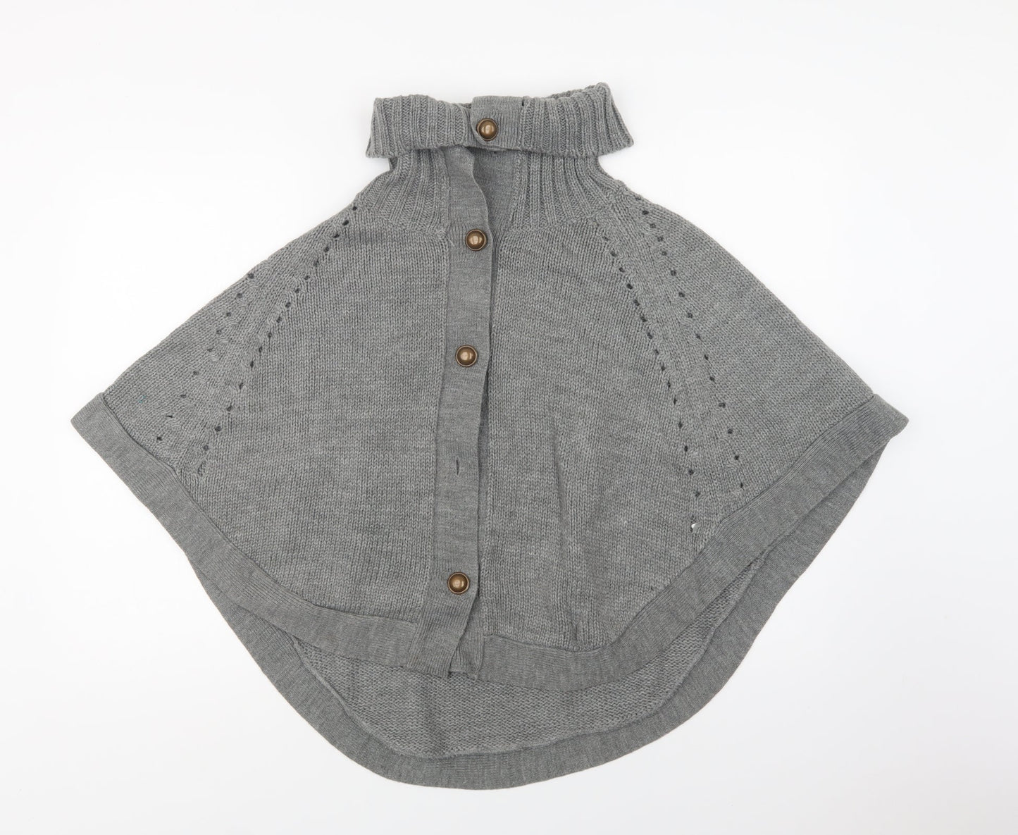 E-vie Womens Grey   Overcoat Poncho One Size  Button