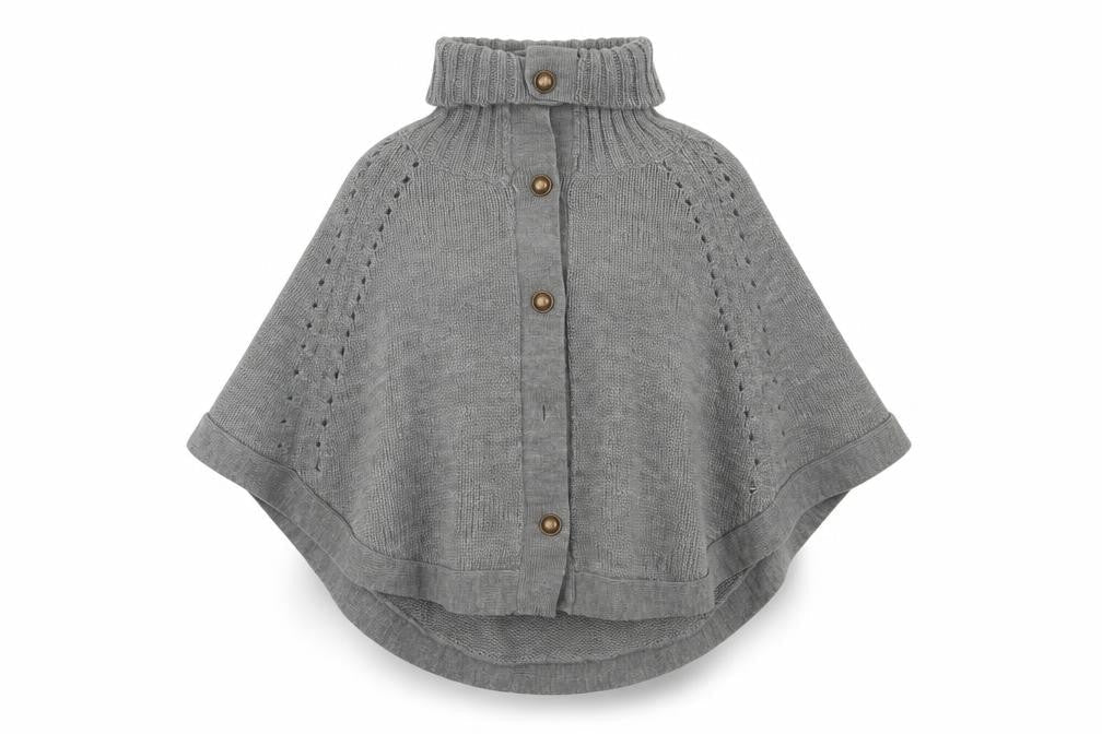 E-vie Womens Grey   Overcoat Poncho One Size  Button