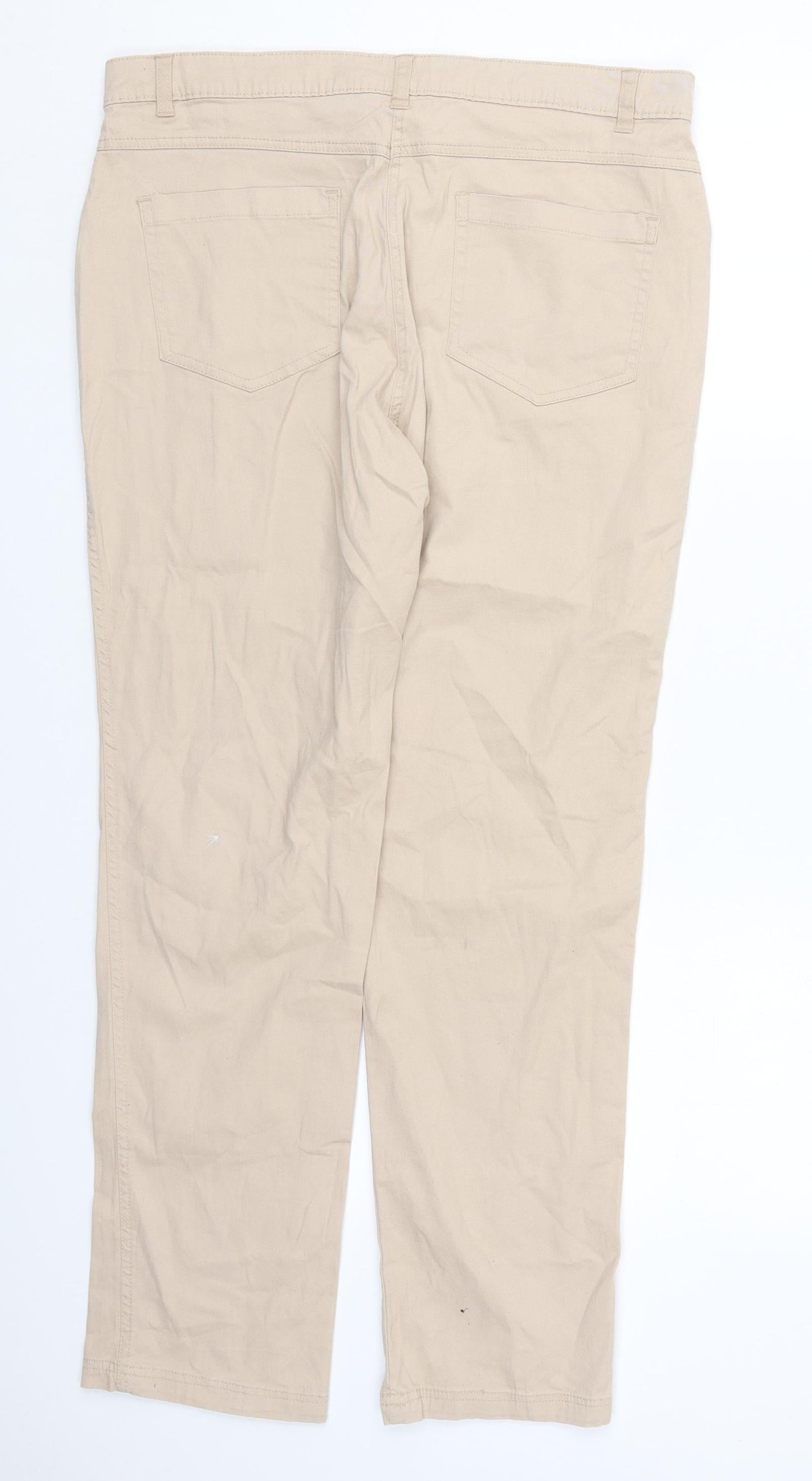 Epilogue Womens Beige  Cotton Trousers  Size 14 L30 in Regular Button