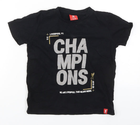 LFC Boys Black  Cotton Basic T-Shirt Size 7-8 Years Crew Neck Pullover - Champions
