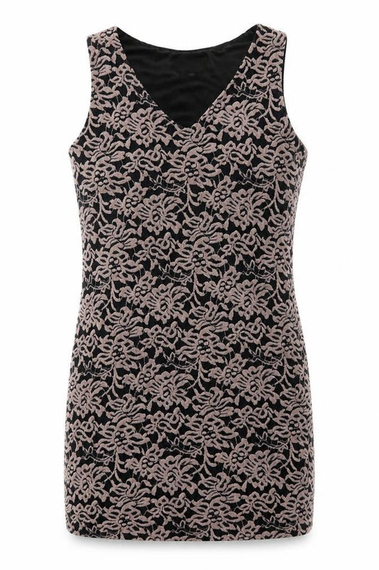 Yumi Womens Brown Floral Polyester Mini  Size M  V-Neck Pullover
