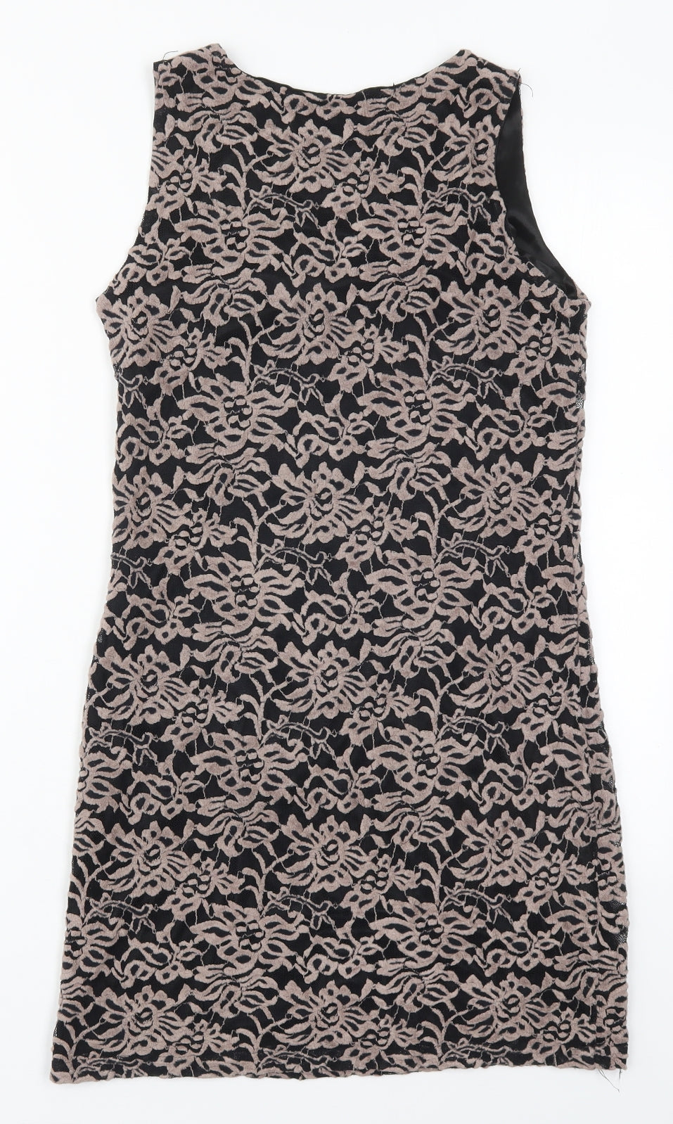 Yumi Womens Brown Floral Polyester Mini  Size M  V-Neck Pullover