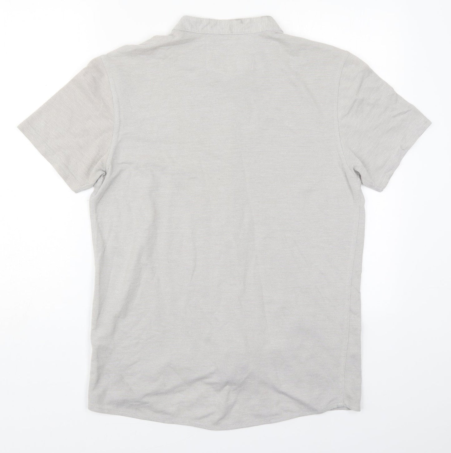 Matalan Mens Grey  Cotton  Button-Up Size M Round Neck Button