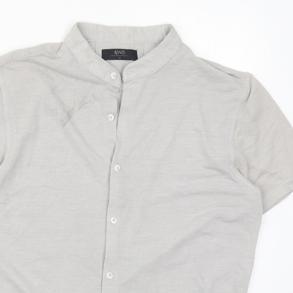 Matalan Mens Grey  Cotton  Button-Up Size M Round Neck Button