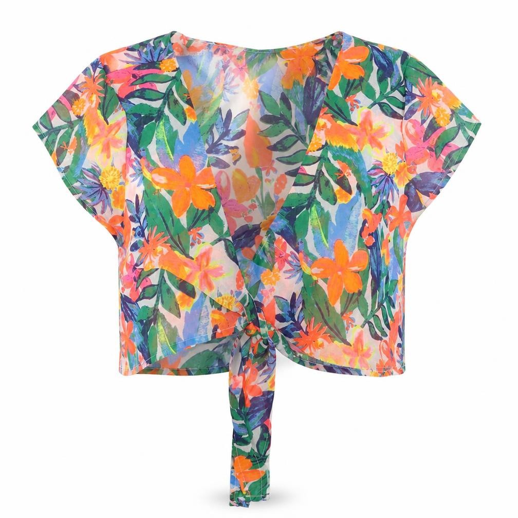 Primark Womens Multicoloured Floral Polyester Wrap Blouse Size 10 V-Neck