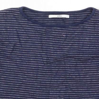 Preloved Marks and Spencer Girls Blue Striped Polyester Pullover Sweatshirt Size 11-12 Years  Pullover - Detail