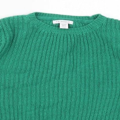 Preloved Primark Girls Green Round Neck  Acrylic Pullover Jumper Size 10-11 Years  Pullover - Detail
