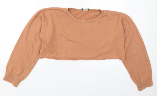 PRETTYLITTLETHING Womens Beige  Cotton Pullover Sweatshirt Size 12  Pullover