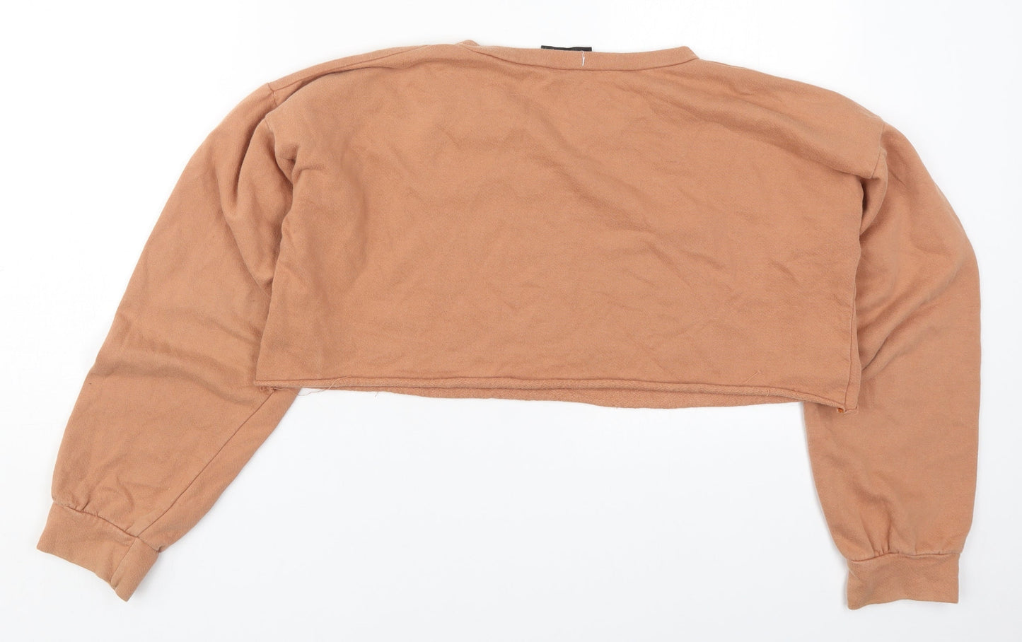 PRETTYLITTLETHING Womens Beige  Cotton Pullover Sweatshirt Size 12  Pullover