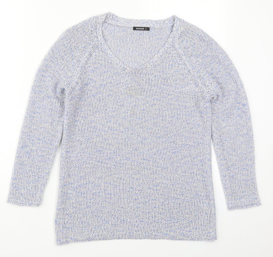 Roman Womens Blue V-Neck  Acrylic Pullover Jumper Size 10