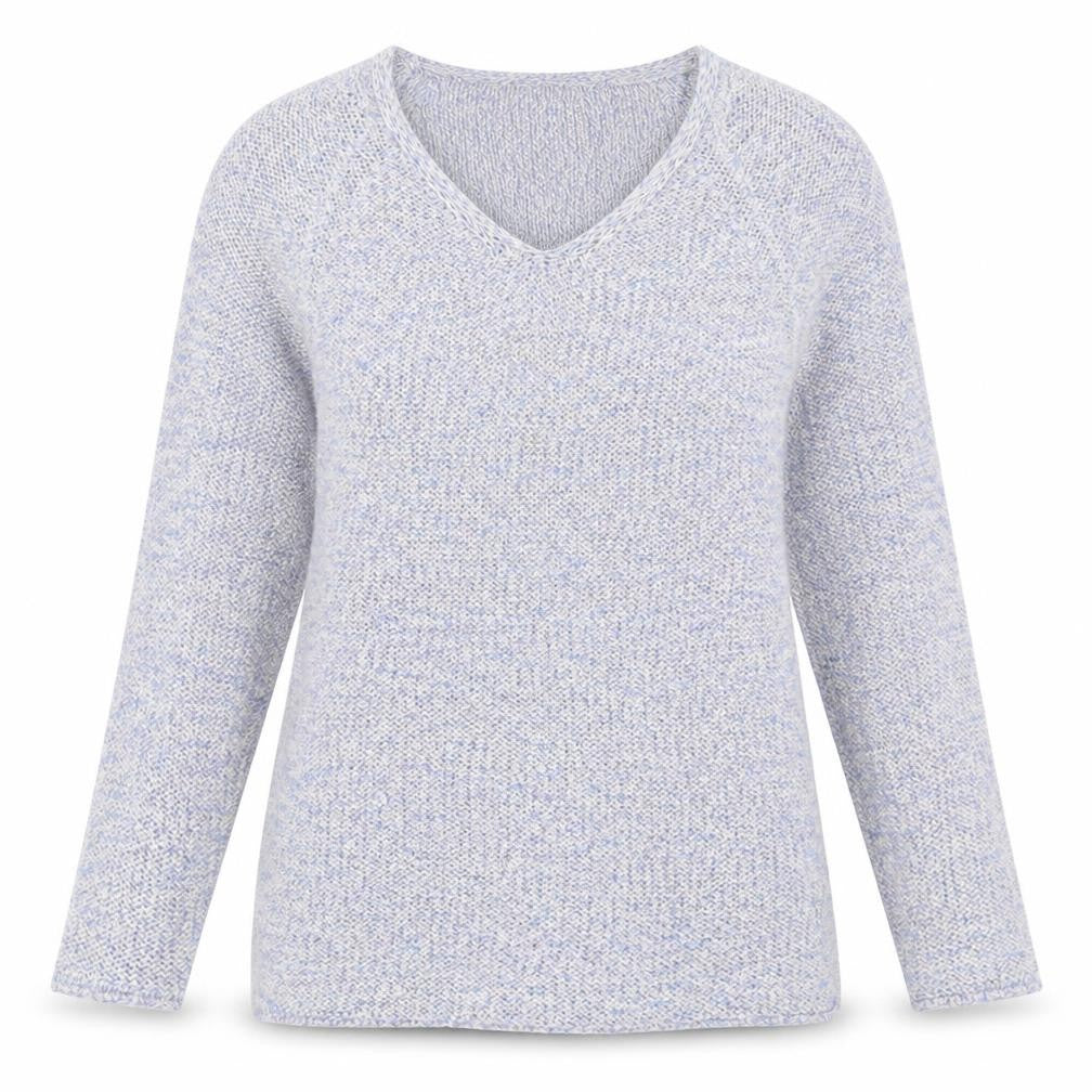 Roman Womens Blue V-Neck  Acrylic Pullover Jumper Size 10