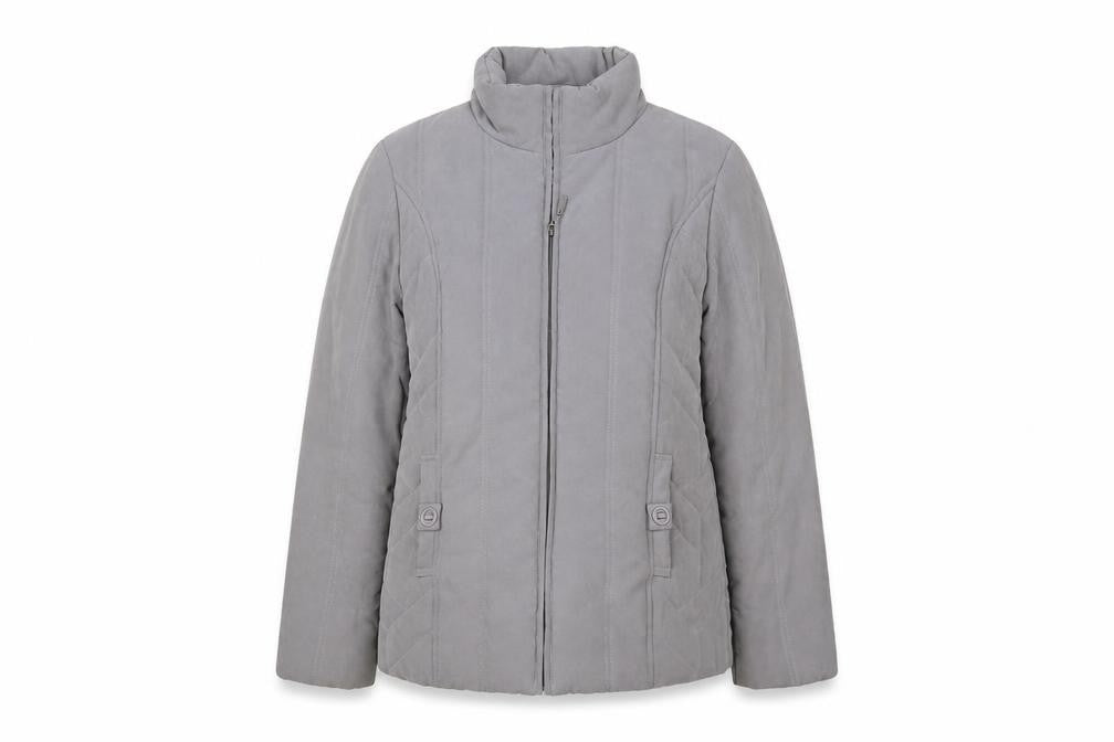 BHS Womens Grey   Quilted Coat Size 10  Zip