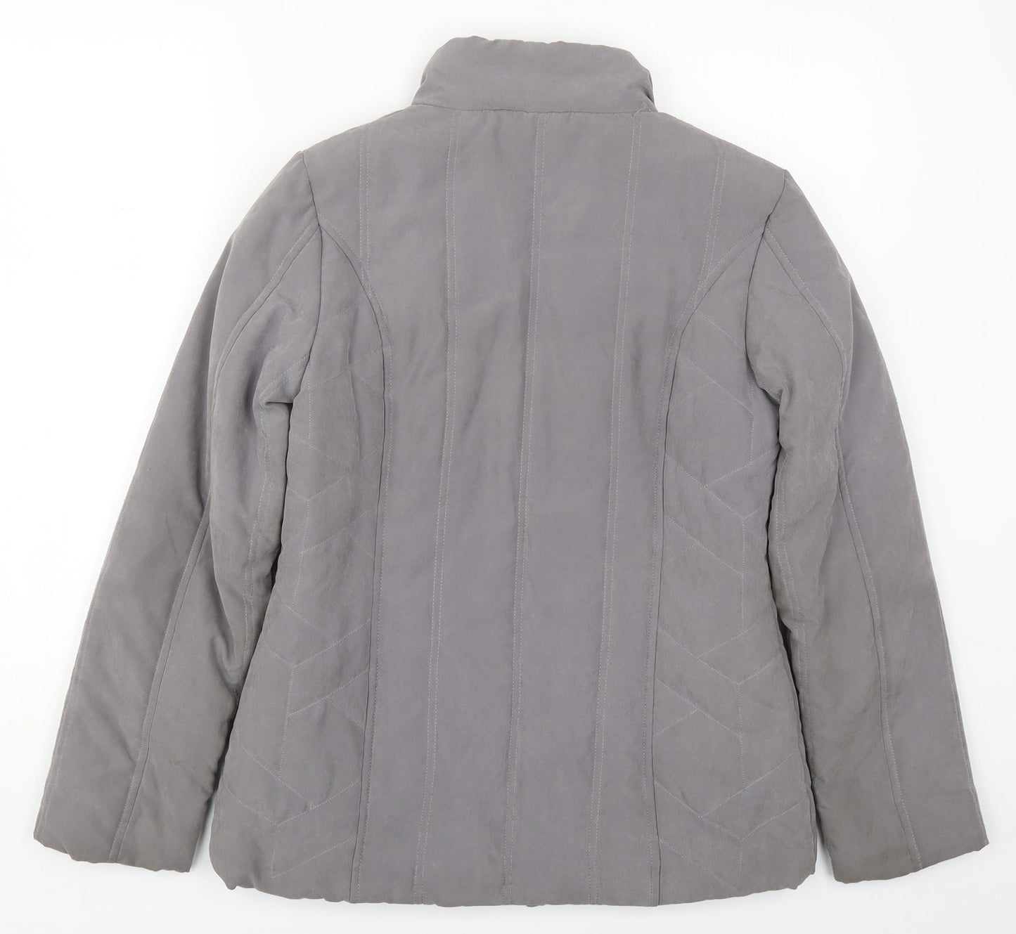 BHS Womens Grey   Quilted Coat Size 10  Zip