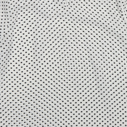 Papaya Womens White Polka Dot Polyester Basic Blouse Size 12 Round Neck - Bell Sleeve