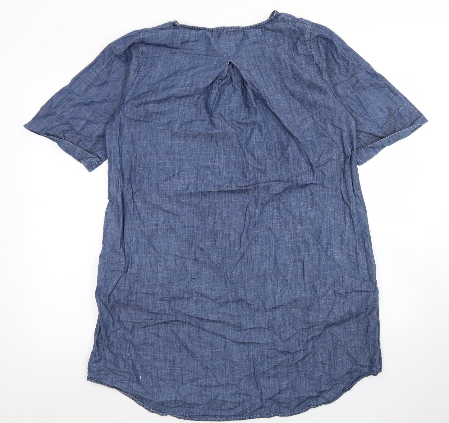 Viz-A-Viz Womens Blue  Cotton A-Line  Size S  Round Neck