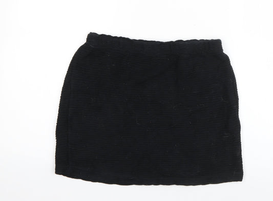 Topshop Womens Black  Cotton A-Line Skirt Size 10