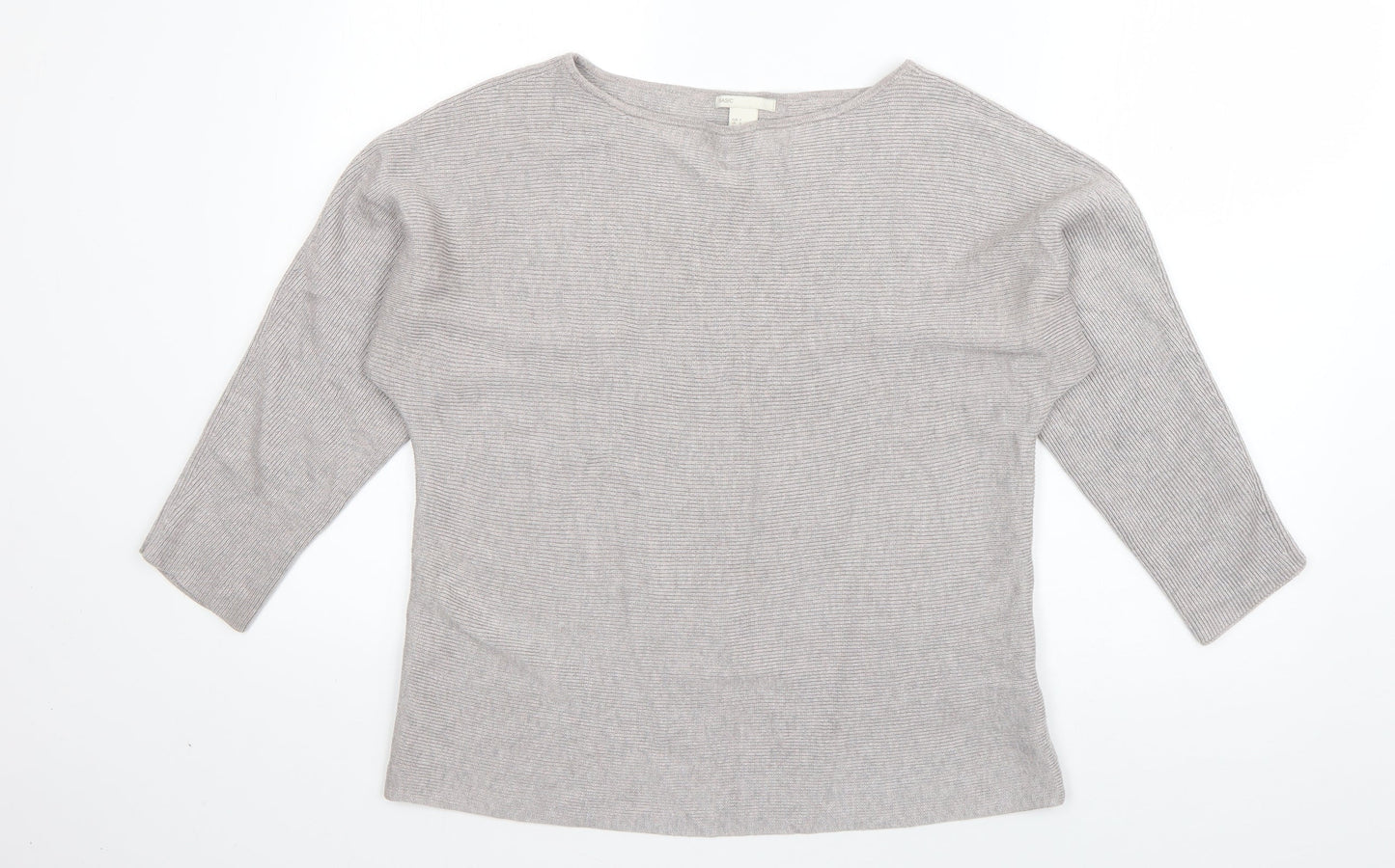 H&M Womens Grey Boat Neck  Viscose Pullover Jumper Size S