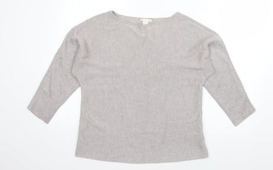 H&M Womens Grey Boat Neck  Viscose Pullover Jumper Size S