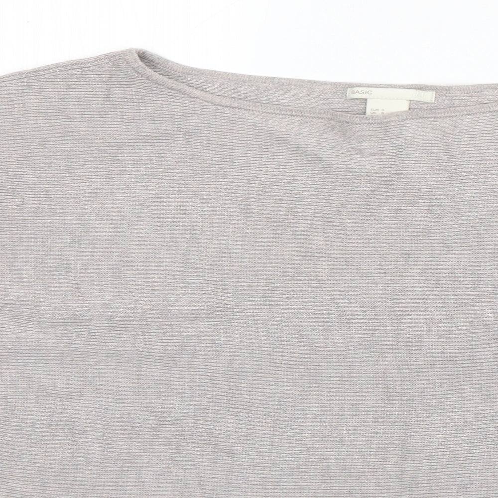 H&M Womens Grey Boat Neck  Viscose Pullover Jumper Size S