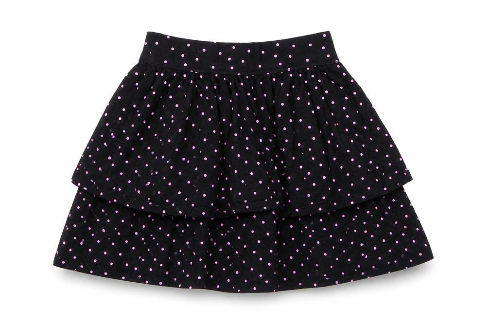 George Girls Black Spotted Cotton A-Line Skirt Size 7 Years  Regular