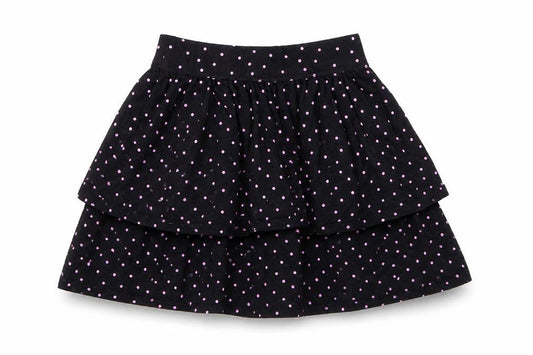 George Girls Black Spotted Cotton A-Line Skirt Size 7 Years  Regular