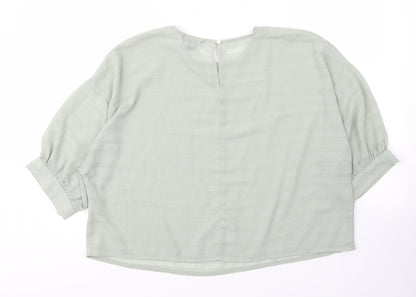 Preloved Primark Womens Green  Polyester Basic Blouse Size 14 Round Neck - Back