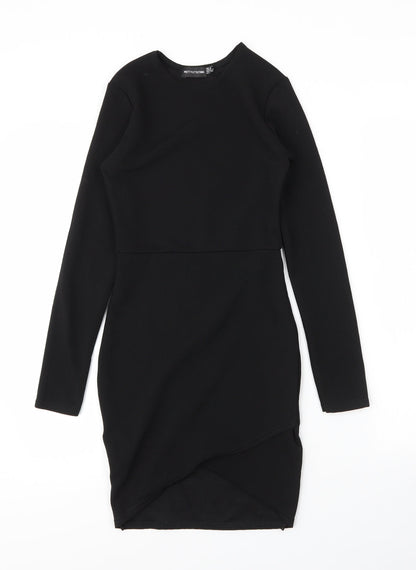 PRETTYLITTLETHING Womens Black  Polyester Sheath  Size 8  Round Neck