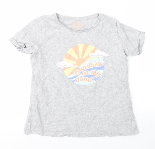 Primark Girls Grey  Cotton Basic T-Shirt Size 11 Years Round Neck