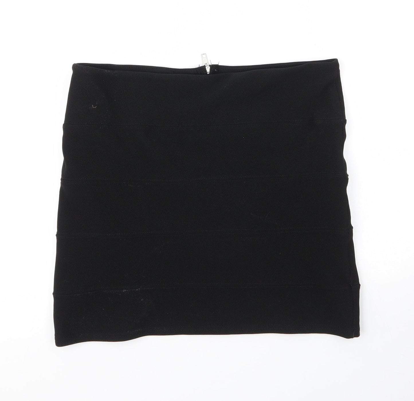 Preworn Womens Black  Polyester Bandage Skirt Size 12   Zip