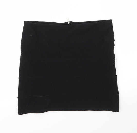 Preworn Womens Black  Polyester Bandage Skirt Size 12   Zip