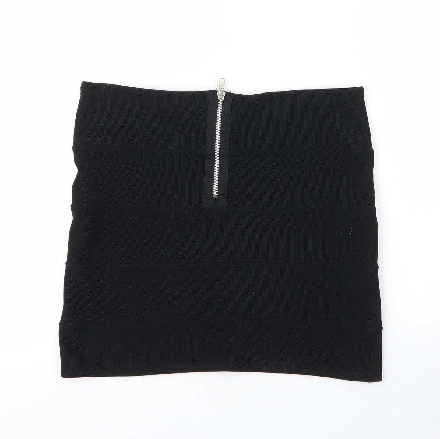 Preworn Womens Black  Polyester Bandage Skirt Size 12   Zip