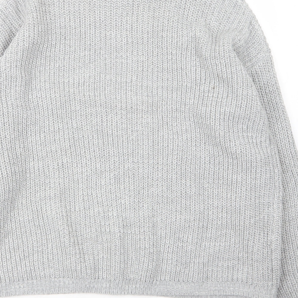 Peacocks Womens Grey Round Neck  Acrylic Pullover Jumper Size L