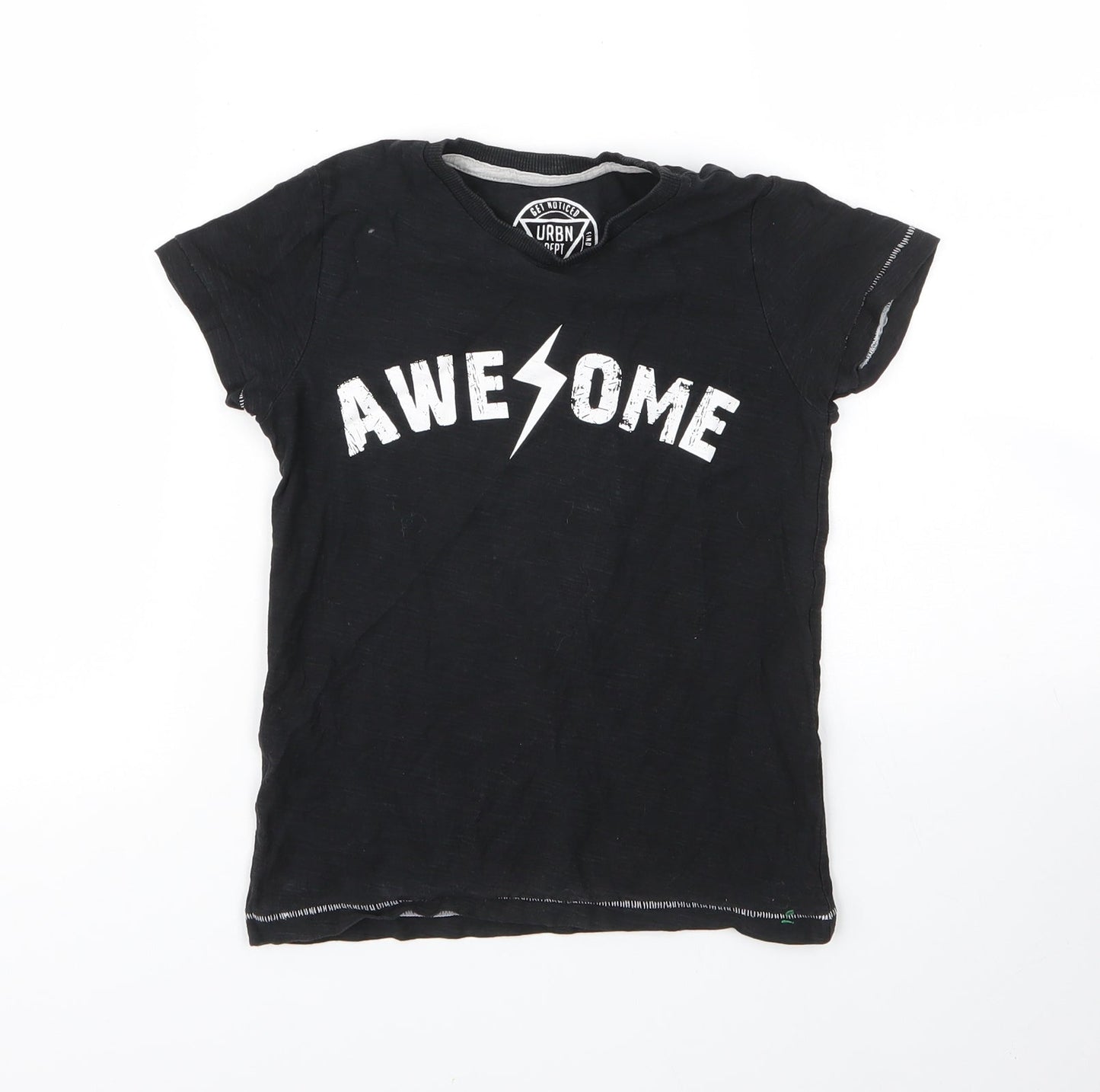 Matalan Boys Black  Cotton Basic T-Shirt Size 6 Years Round Neck