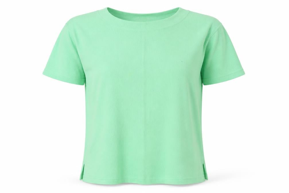 Joie De Vivre Womens Green  Polyester Basic T-Shirt Size L Round Neck
