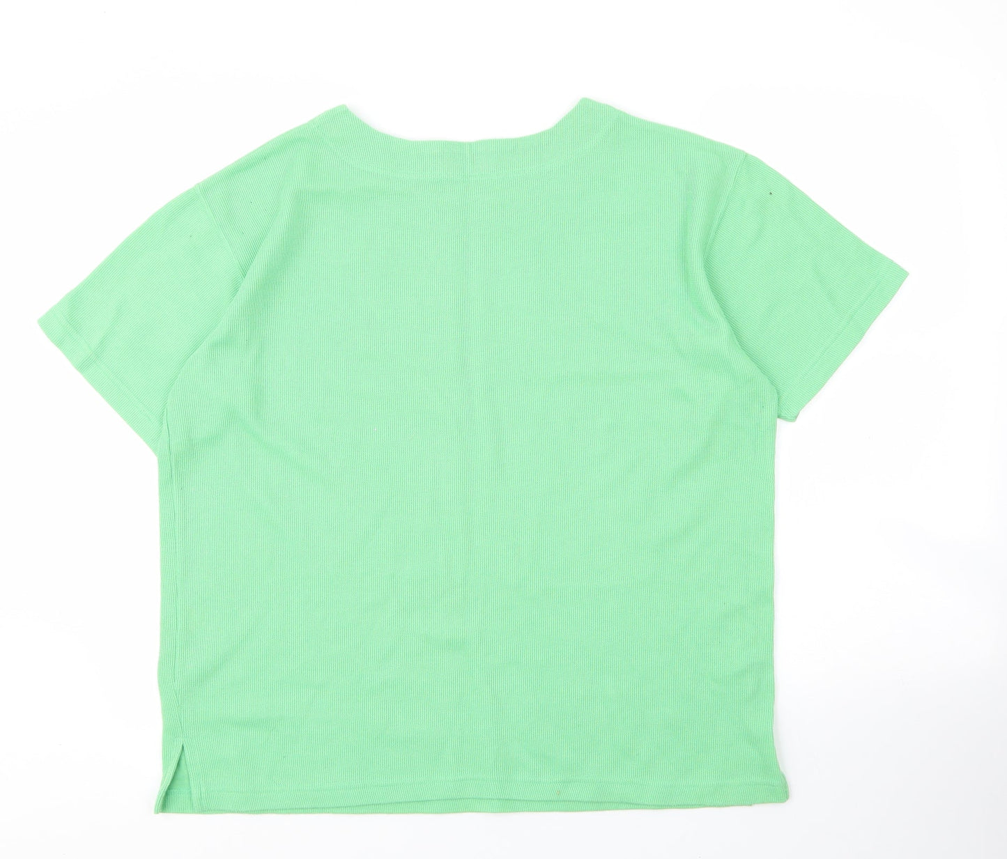 Joie De Vivre Womens Green  Polyester Basic T-Shirt Size L Round Neck
