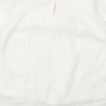 Preloved George Girls White  Nylon Basic Blouse Size 7 Years Round Neck Button - Label
