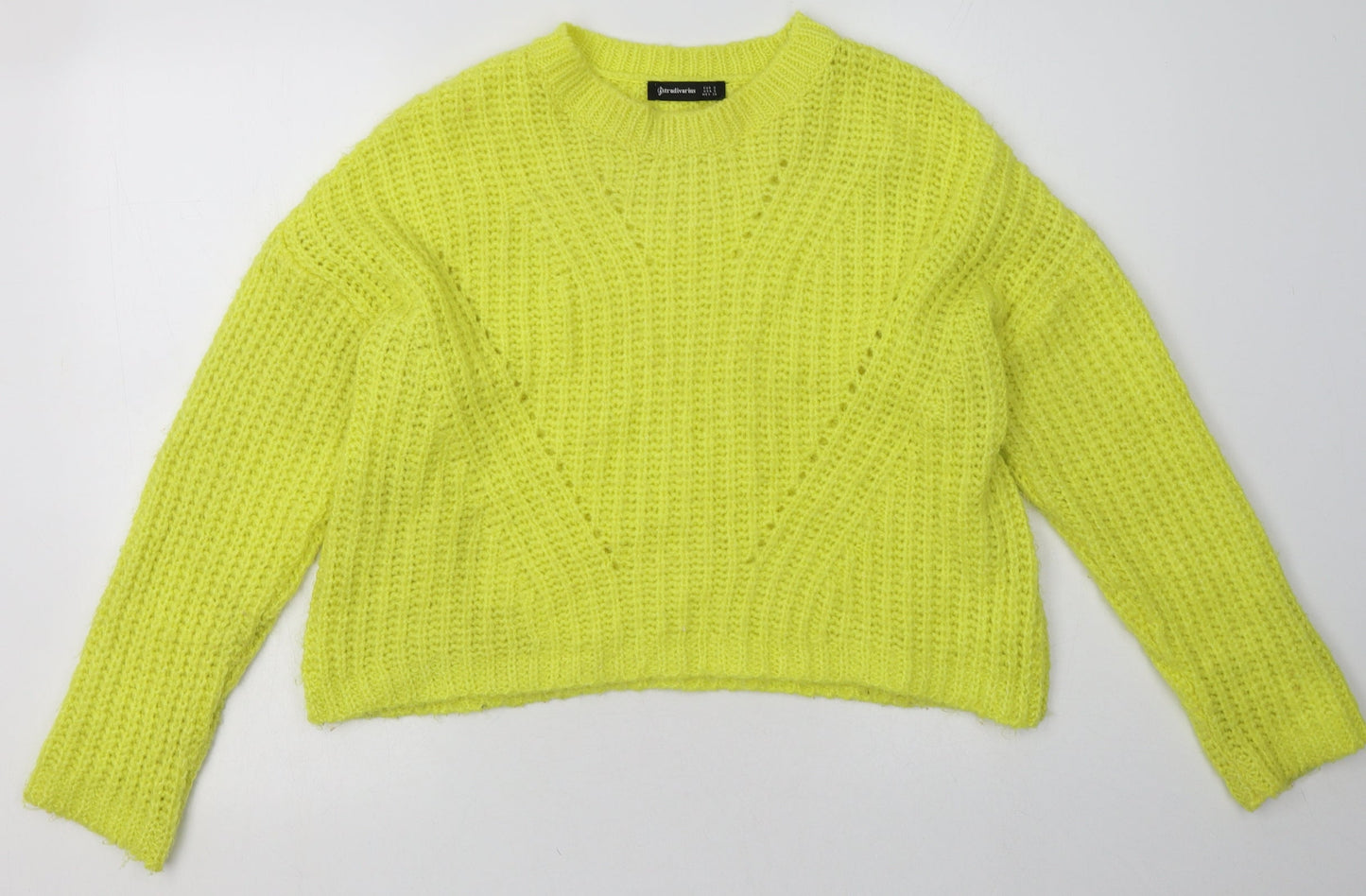 Stradivarius Womens Yellow  Acrylic Pullover Sweatshirt Size S  Pullover