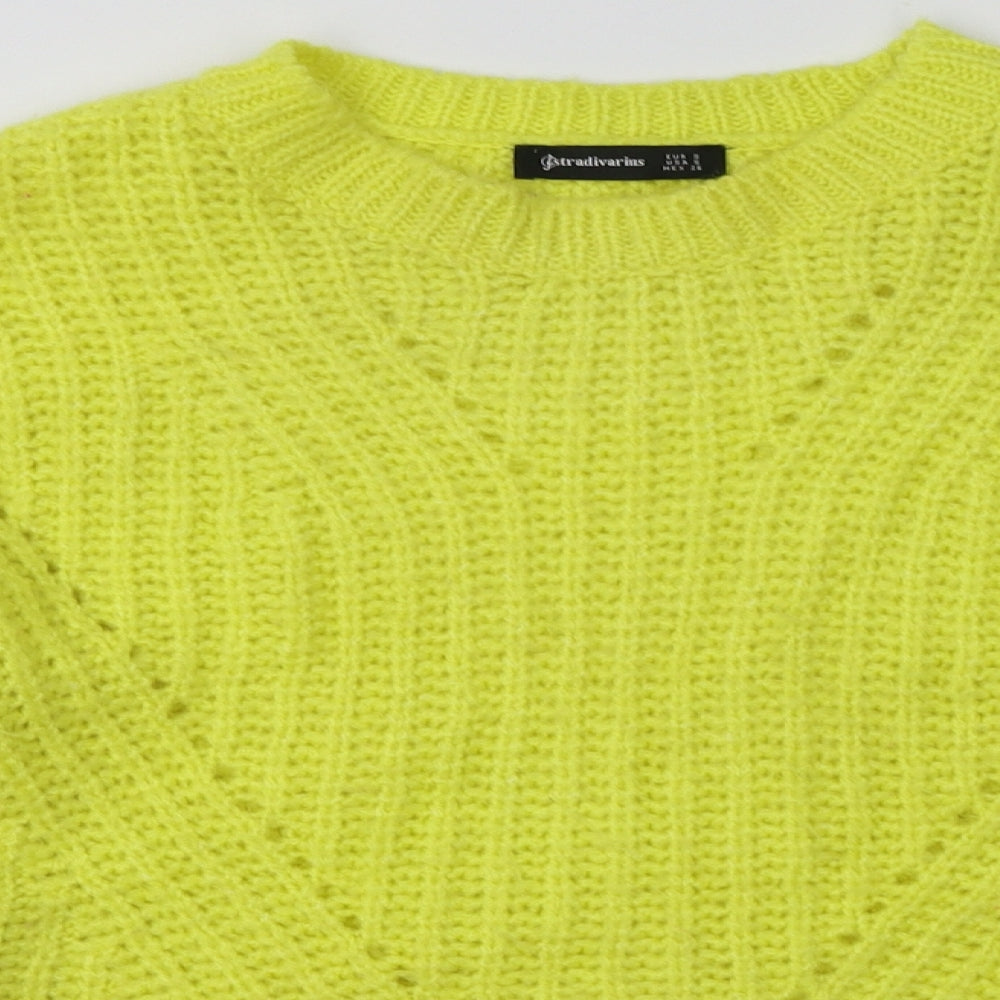 Stradivarius Womens Yellow  Acrylic Pullover Sweatshirt Size S  Pullover