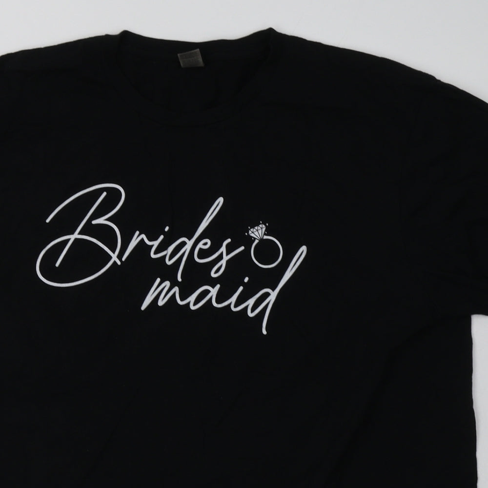 Gildan Womens Black  Cotton Basic T-Shirt Size XL Crew Neck - brides maid