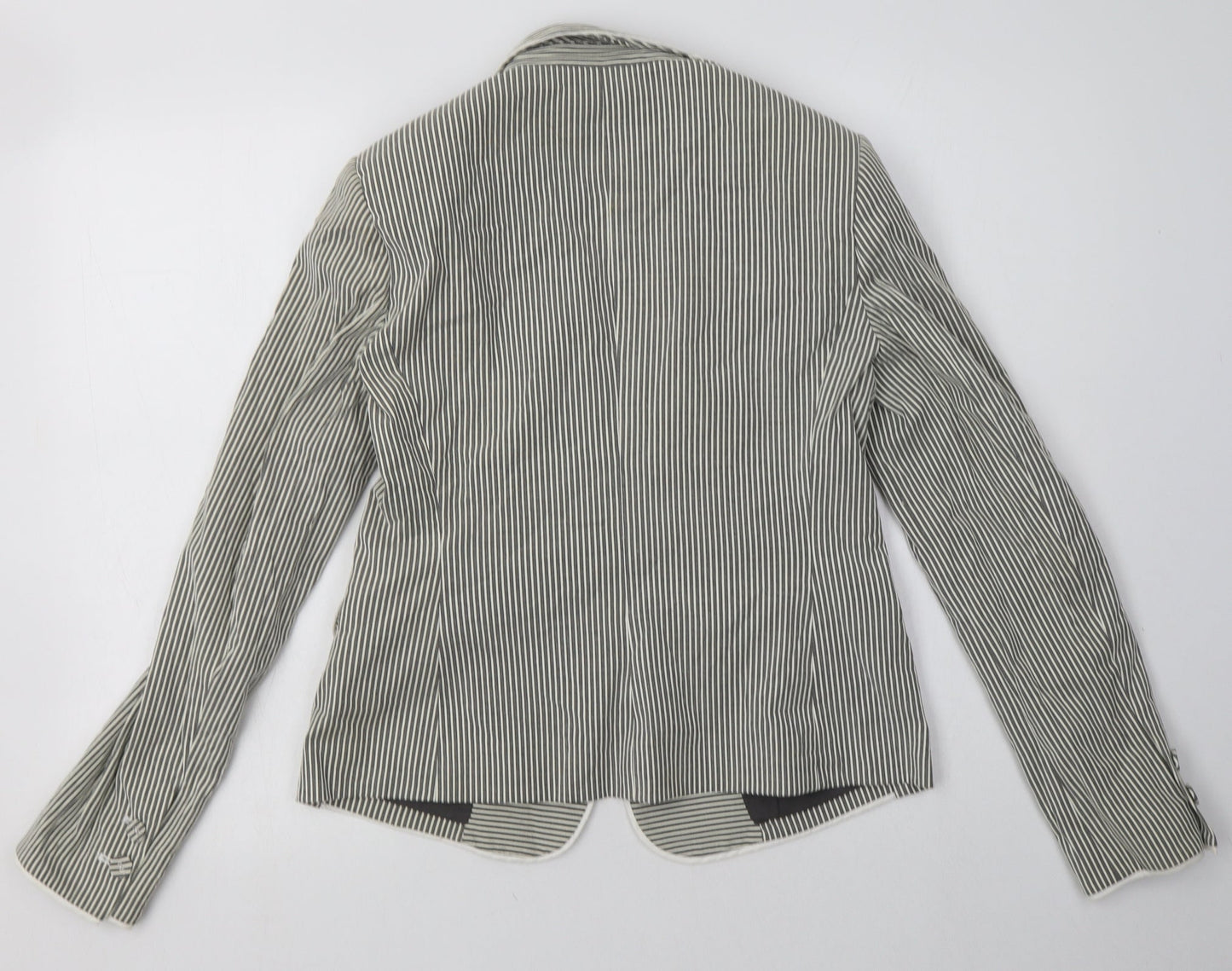 Debenhams Womens Grey Striped  Jacket Blazer Size 10  Button