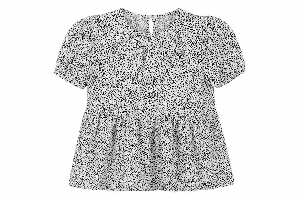 SheIn Womens White Animal Print Polyester Basic Blouse Size XS Crew Neck