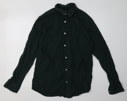 New Look Mens Green  Cotton  Button-Up Size M Collared Button