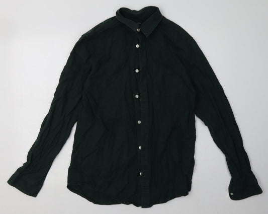 New Look Mens Green  Cotton  Button-Up Size M Collared Button