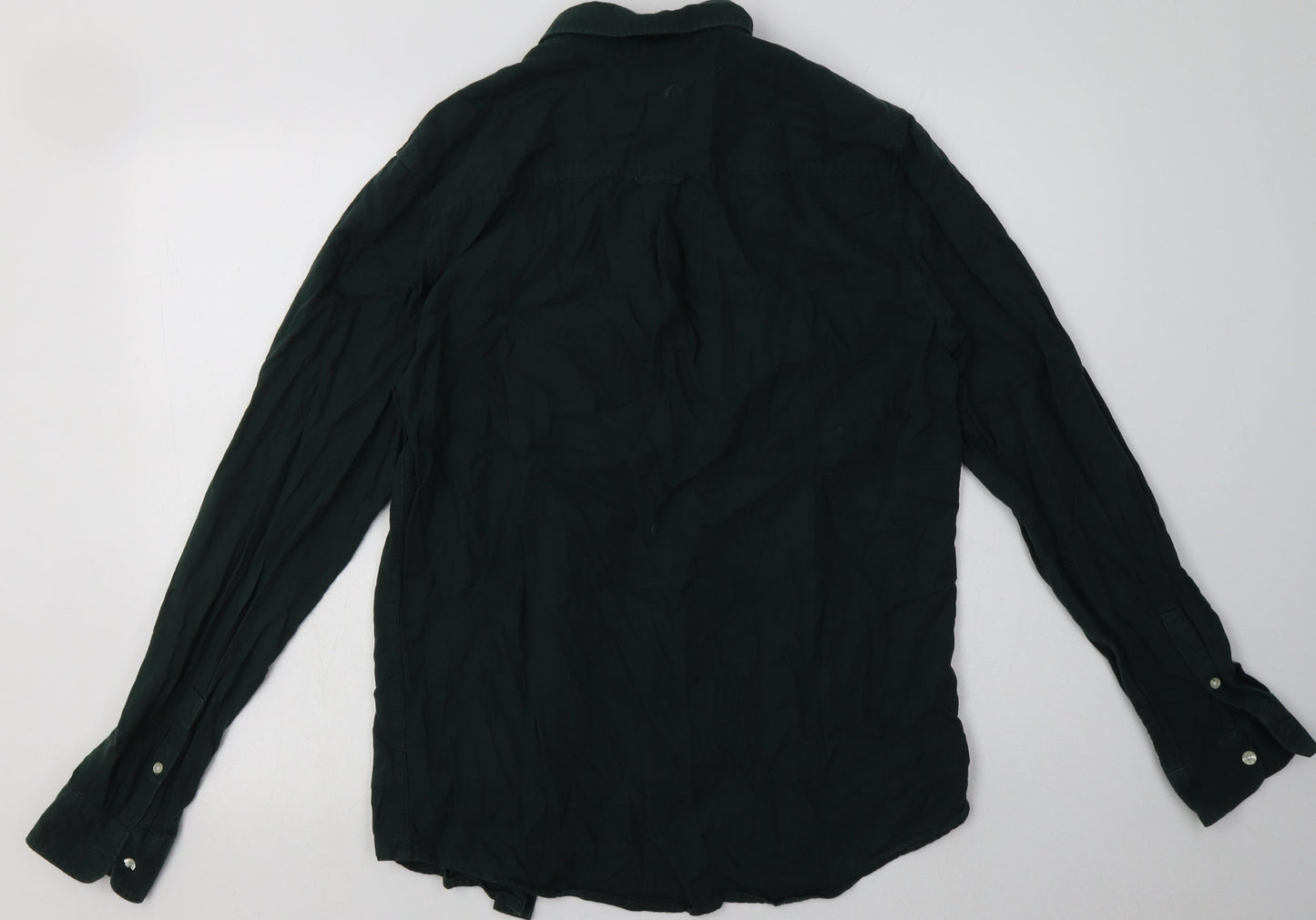 New Look Mens Green  Cotton  Button-Up Size M Collared Button