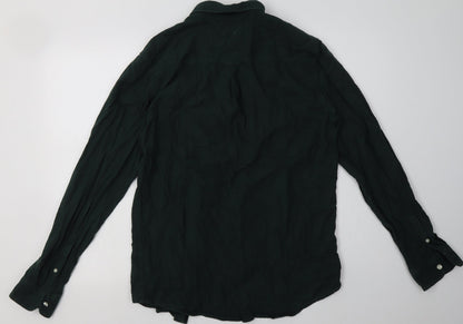 New Look Mens Green  Cotton  Button-Up Size M Collared Button